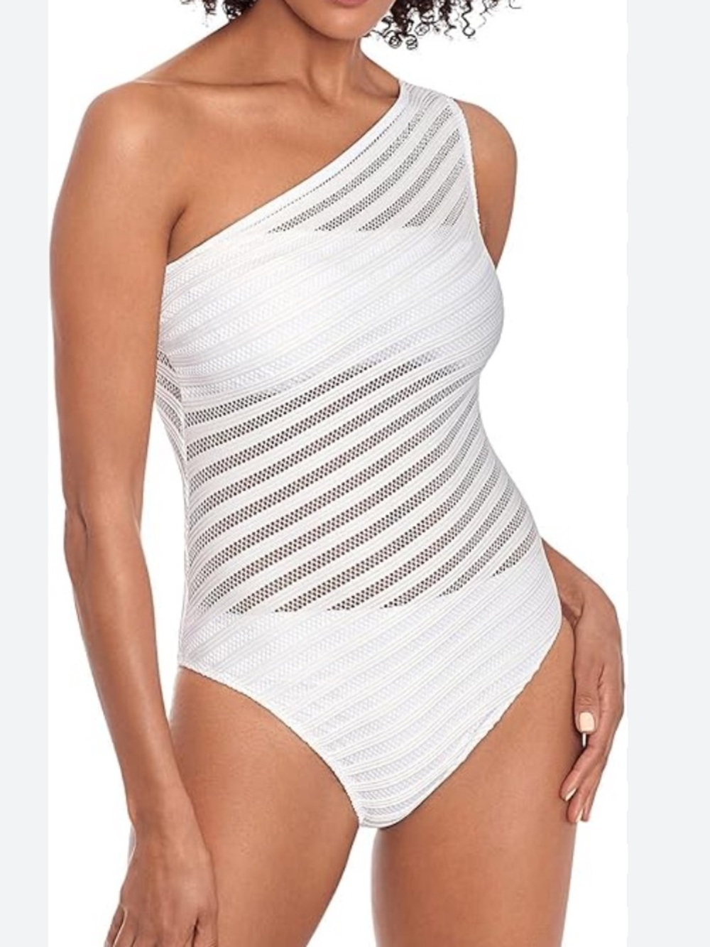 Lauren Ralph Lauren White Textured Swimsuit - One Piece Bathing Suit